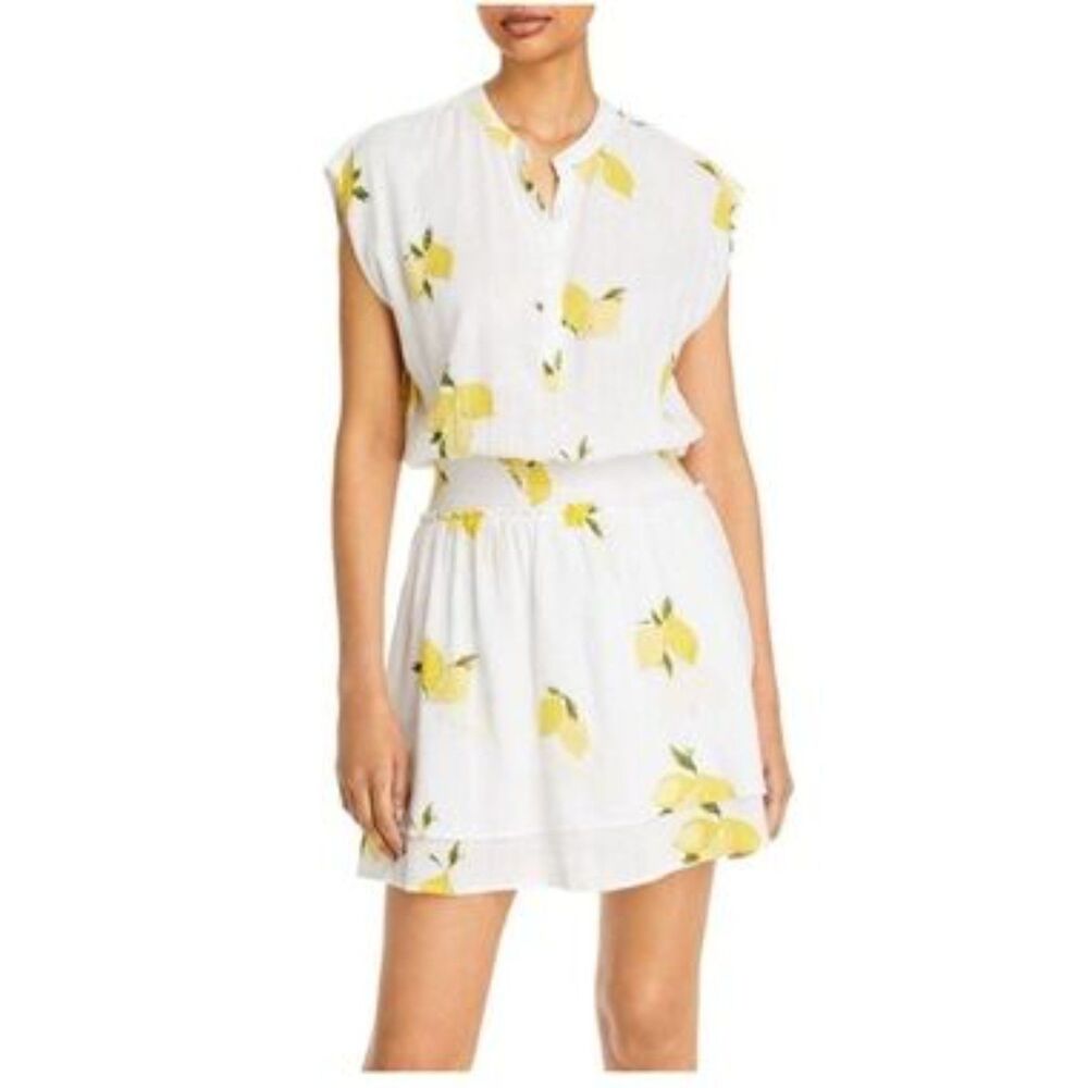 Rails Angelina Citronnade Lemon Print Linen Blend Dress M